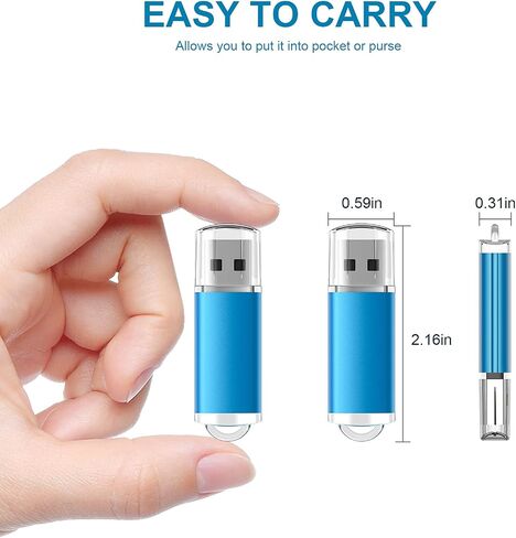 TOPESEL 5 Pack 32GB USB 2.0 Flash Drive Memory Stick USB Drive Jump Drive USB Storage Flash Drives Pen Drive Thumb Drives for Desktop, Laptop, Tablet (5 Mixed Colors: Black Blue Green Red Silver) in Kuwait
