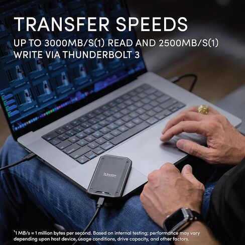 SANDISK Professional 4TB PRO-G40 SSD - Up to 3000MB/s, Thunderbolt 3 (40Gbps), USB-C (10Gbps), IP68 dust/Water Resistance, External Solid State Drive - SDPS31H-004T-GBCND | Up to 3000MB/s, Thunderbolt 3 (40Gbps), USB-C (10Gbps), IP68 dust/Water Resistance in Kuwait