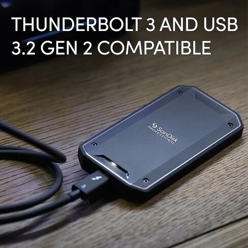 SANDISK Professional 4TB PRO-G40 SSD - Up to 3000MB/s, Thunderbolt 3 (40Gbps), USB-C (10Gbps), IP68 dust/Water Resistance, External Solid State Drive - SDPS31H-004T-GBCND | Up to 3000MB/s, Thunderbolt 3 (40Gbps), USB-C (10Gbps), IP68 dust/Water Resistance in Kuwait