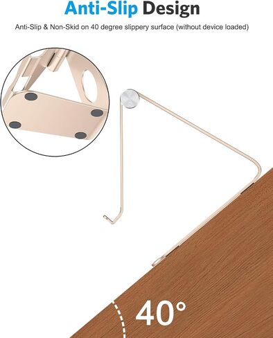 OMOTON T1 Adjustable Tablet Stand for Desk, Aluminum Holder for iPad Silver | Solid Metal Build | Charging Cutout | Anti-Slip Silicone Pads | Multi-Angle Adjustable | Fits 3.5-12.9" | Holds Thick Cases in Kuwait