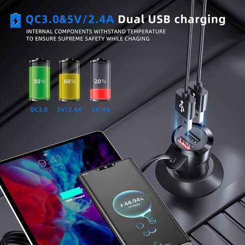 جهاز إرسال إف إم بلوتوث من Magift للسيارة - محول سيارة بلوتوث 3 في 1 مع حامل هاتف يدعم شحن QC3.0، ميكروفون أقوى وناقل حركة إف إم المحسن مدمج بالبلوتوث. in Kuwait