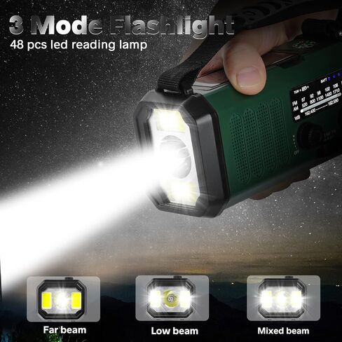 Hand Crank Emergency Radio, NOAA Weather Radio AM/FM,10000mAh | Solar Power Bank,Rechargeable Battery Powered, USB-C Charger, Flashlight, SOS Alarm, for Camping Survival Emergencies in Saudi Arabia