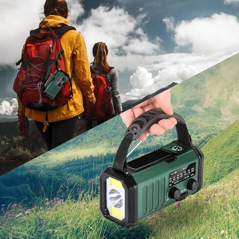 Hand Crank Emergency Radio, NOAA Weather Radio AM/FM,10000mAh | Solar Power Bank,Rechargeable Battery Powered, USB-C Charger, Flashlight, SOS Alarm, for Camping Survival Emergencies in Saudi Arabia