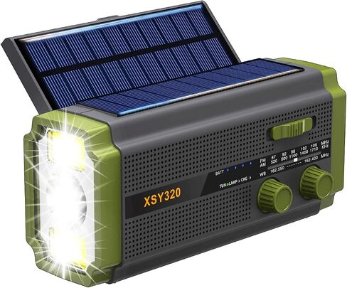 10000mAh Emergency Weather Radio,Portable FM/AM/NOAA Battery Powered Survival Radios&Power Bank,Solar/Hand Crank/Type-C Charger,Flashlight,Reading Lamp,Compass,SOS Alert,Outdoor Camping&Power Outages in Saudi Arabia