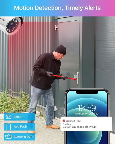ZOSI H.265+ نظام كاميرا أمان منزلي كامل 1080 بيكسل خارجي داخلي، 5 ميجابكسل لايت CCTV DVR 8 قنوات و4 × 1080 بيكسل (2 ميجابكسل) رؤية ليلية نهارية مقاومة للطقس كاميرا مراقبة رصاصة، تنبيهات الحركة (بدون محرك أقراص ثابتة) in Kuwait