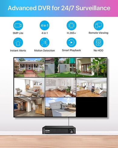 ZOSI H.265+ نظام كاميرا أمان منزلي كامل 1080 بيكسل خارجي داخلي، 5 ميجابكسل لايت CCTV DVR 8 قنوات و4 × 1080 بيكسل (2 ميجابكسل) رؤية ليلية نهارية مقاومة للطقس كاميرا مراقبة رصاصة، تنبيهات الحركة (بدون محرك أقراص ثابتة) in Kuwait