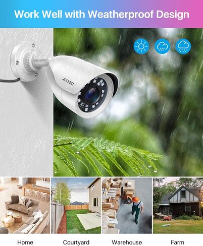 ZOSI H.265+ نظام كاميرا أمان منزلي كامل 1080 بيكسل خارجي داخلي، 5 ميجابكسل لايت CCTV DVR 8 قنوات و4 × 1080 بيكسل (2 ميجابكسل) رؤية ليلية نهارية مقاومة للطقس كاميرا مراقبة رصاصة، تنبيهات الحركة (بدون محرك أقراص ثابتة) in Kuwait