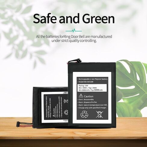 HamnaKhu 【5000 مللي أمبير】 بطارية بديلة لجرس الباب بالفيديو Ring (الجيل الأول) B15169,2023 [محدثة] بطارية ليثيوم بوليمر مدمجة عالية السعة، مع مجموعة أدوات إصلاح in Kuwait