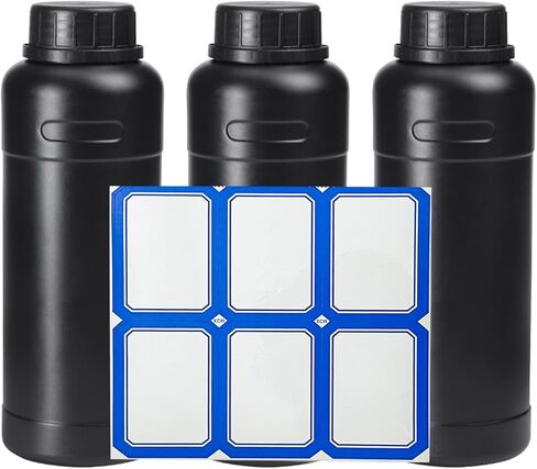 3pcs 500ml HDPE Darkroom Chemical Storage Bottle Film Photo Developing Processing Equipment with Label,Black in Kuwait