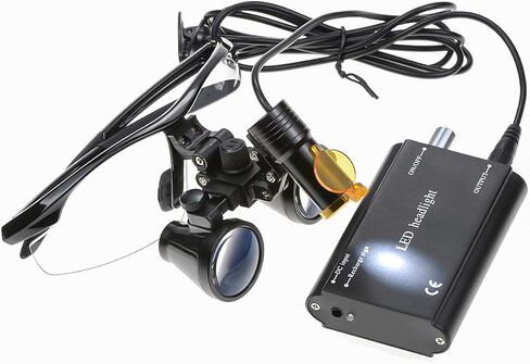 OUBO Brand Black 5W Waist-Hang LED Headlamp Light with Filter + 2.5X420mm Working Distance Surgicial Loupes Goggles + Aluminum Box in Kuwait