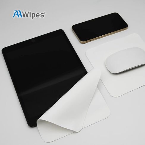 AAwipes Polishing Cloths 10 Packs (6.3" X 6.3", White, 320GSM, Superfine) Compatible with Apple iPhone, iPad, MacBook, iWatch, Soft & Nonabrasive 2-Layer Microfiber Cleaning Cloths (X3603) in Saudi Arabia
