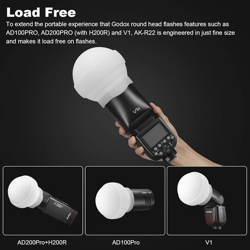 موزع Godox AK-R22 قبة ، موزع الفلاش المعدل متوافق مع سلسلة Godox V1 فلاش / AD100Pro Speedlite ، يستخدم مع Godox H200R برأس فلاش دائري لـ AD200/AD200Pro مونولايت in Saudi Arabia