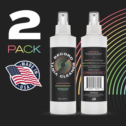 [عبوة من قطعتين] محلول تنظيف السجلات لإزالة الأوساخ والحطام بأمان - صنع في الولايات المتحدة الأمريكية - رذاذ منظف أسطوانات الفينيل لتحسين جودة الصوت - محلول منظف أسطوانات الفينيل - منظف الفينيل - 8 أونصة لكل زجاجة in Kuwait