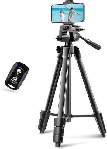 UBeesize 54'' Camera Tripod, Travel Tripod for iPhone with Bag, Phone Tripod Stand with Remote Compatible with Phone/Projector/DSLR/Gopro in Kuwait