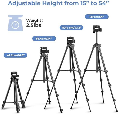 UBeesize 54'' Camera Tripod, Travel Tripod for iPhone with Bag, Phone Tripod Stand with Remote Compatible with Phone/Projector/DSLR/Gopro in Kuwait
