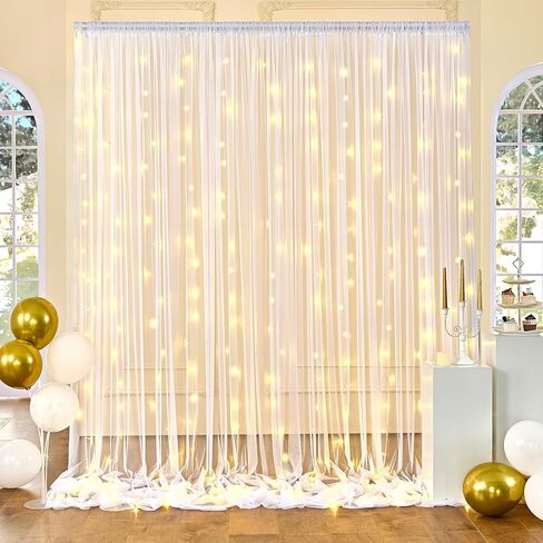 10ft × 10ft الأبيض شير تول خلفية الستائر لحفل زفاف التجاعيد الحرة الستار الخلفيات الستائر للطفل دش حفلة عيد ميلاد صورة خلفية قطرة خلفية ديكورات المنزل in Kuwait