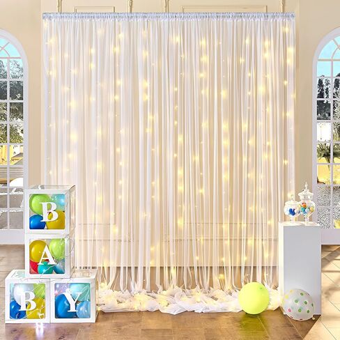 10ft × 10ft الأبيض شير تول خلفية الستائر لحفل زفاف التجاعيد الحرة الستار الخلفيات الستائر للطفل دش حفلة عيد ميلاد صورة خلفية قطرة خلفية ديكورات المنزل in Kuwait