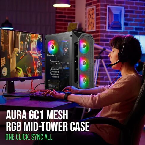 حافظة كمبيوتر ألعاب GAMDIAS ATX Mid Tower ARGB مع زجاج مقسى جانبي، مراوح ARGB PWM مدمجة 4 × 120 مم، تأثير إضاءة RGB فريد من نوعه in Kuwait
