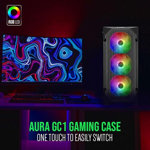 حافظة كمبيوتر ألعاب GAMDIAS ATX Mid Tower ARGB مع زجاج مقسى جانبي، مراوح ARGB PWM مدمجة 4 × 120 مم، تأثير إضاءة RGB فريد من نوعه in Kuwait
