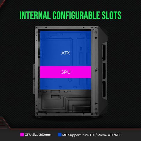 حافظة كمبيوتر ألعاب GAMDIAS ATX Mid Tower ARGB مع زجاج مقسى جانبي، مراوح ARGB PWM مدمجة 4 × 120 مم، تأثير إضاءة RGB فريد من نوعه in Kuwait