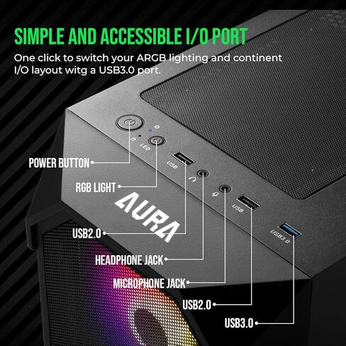 حافظة كمبيوتر ألعاب GAMDIAS ATX Mid Tower ARGB مع زجاج مقسى جانبي، مراوح ARGB PWM مدمجة 4 × 120 مم، تأثير إضاءة RGB فريد من نوعه in Kuwait