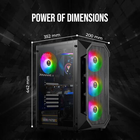 حافظة كمبيوتر ألعاب GAMDIAS ATX Mid Tower ARGB مع زجاج مقسى جانبي، مراوح ARGB PWM مدمجة 4 × 120 مم، تأثير إضاءة RGB فريد من نوعه in Kuwait