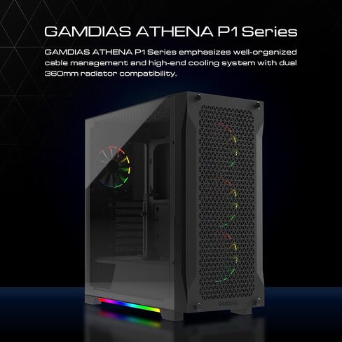 GAMDIAS ATX Mid Tower ARGB Gaming Computer PC Case with Side Tempered Glass, 4X 120mm Build-in ARGB PWM Fans, Unique Under-Glowing RGB Lighting Effect in Saudi Arabia