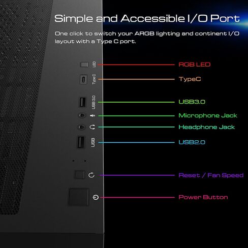 GAMDIAS ATX Mid Tower ARGB Gaming Computer PC Case with Side Tempered Glass, 4X 120mm Build-in ARGB PWM Fans, Unique Under-Glowing RGB Lighting Effect in Saudi Arabia