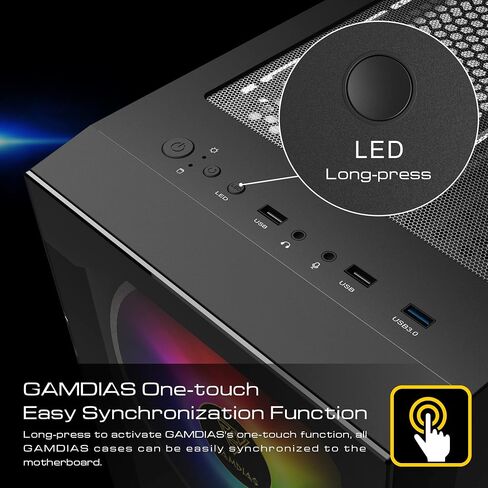 حافظة كمبيوتر ألعاب GAMDIAS ATX Mid Tower ARGB مع زجاج مقسى جانبي، مراوح ARGB PWM مدمجة 4 × 120 مم، تأثير إضاءة RGB فريد من نوعه in Kuwait
