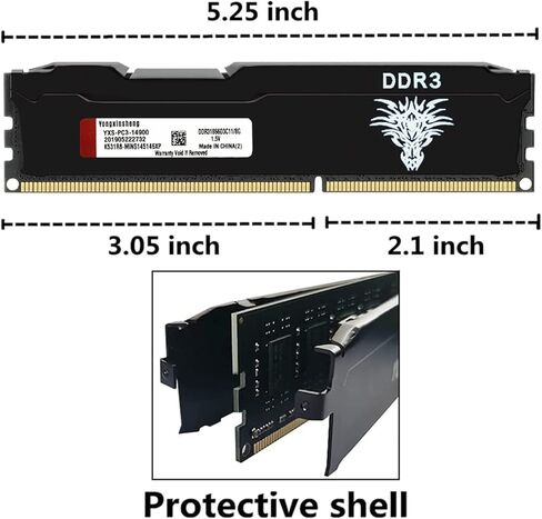 Yongxinsheng 1333MHz 16GB Kit (8GBx2) DDR3 Ram Desktop PC3-10600 UDIMM Non-ECC Unbuffered 1.5V 2Rx8 Dual Rank 240-Pin CL9 PC وحدة ترقية ذاكرة الكمبيوتر (أسود) in Kuwait