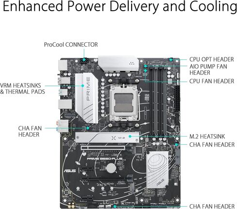 ASUS Prime B550-PLUS AMD AM4 Zen 3 Ryzen 5000 & 3rd Gen Ryzen ATX Motherboard (PCIe 4.0, ECC Memory, 1Gb LAN, HDMI 2.1, DisPlayPort 1.2 (4K@60HZ), Addressable Gen 2 RGB Header and Aura Sync) in Kuwait