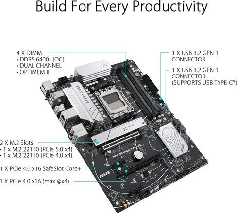 ASUS Prime B550-PLUS AMD AM4 Zen 3 Ryzen 5000 & 3rd Gen Ryzen ATX Motherboard (PCIe 4.0, ECC Memory, 1Gb LAN, HDMI 2.1, DisPlayPort 1.2 (4K@60HZ), Addressable Gen 2 RGB Header and Aura Sync) in Kuwait