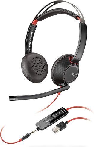 Plantronics - Blackwire C5220 - Wired, Dual-Ear (Stereo) Headset with Boom Mic - USB-A, 3.5 mm to connect to your PC, Mac, Tablet and/or Cell Phone in Saudi Arabia