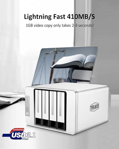 TERRAMASTER D4-300 USB 3.1 (Gen1) حاوية محرك أقراص صلبة خارجي للتخزين من النوع C قابلة للتبديل السريع (بدون قرص) in Kuwait