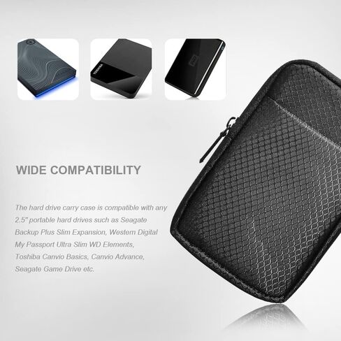 Hard Drive Bag 2.5'' Hard Drive Carrying Case Storage Organizer Multi-Purpose Universal Carry Pouch Compatible with Western Digital WD Elements Seagate Etc in Kuwait
