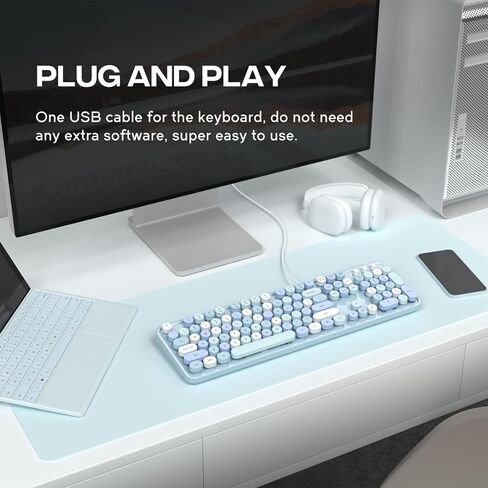 لوحة مفاتيح طباعة كبيرة Atelus، لوحة مفاتيح كمبيوتر سلكية USB، لوحة مفاتيح كاملة الحجم مع لوحة أرقام للكمبيوتر المحمول وسطح المكتب Windows 7 8 10 11 (أرجواني ملون) in Kuwait