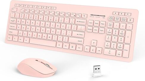 seenda Wireless Keyboard and Mouse Combo, 2.4GHz Wireless Quiet Keyboard Mouse with USB Receiver, Full Size Cute Wireless Keyboard Mouse Set for Windows Laptop Computer Desktop, Black in Saudi Arabia