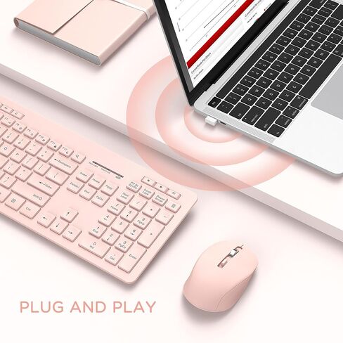 seenda Wireless Keyboard and Mouse Combo, 2.4GHz Wireless Quiet Keyboard Mouse with USB Receiver, Full Size Cute Wireless Keyboard Mouse Set for Windows Laptop Computer Desktop, Black in Saudi Arabia