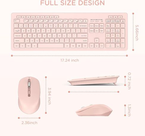 seenda Wireless Keyboard and Mouse Combo, 2.4GHz Wireless Quiet Keyboard Mouse with USB Receiver, Full Size Cute Wireless Keyboard Mouse Set for Windows Laptop Computer Desktop, Black in Saudi Arabia