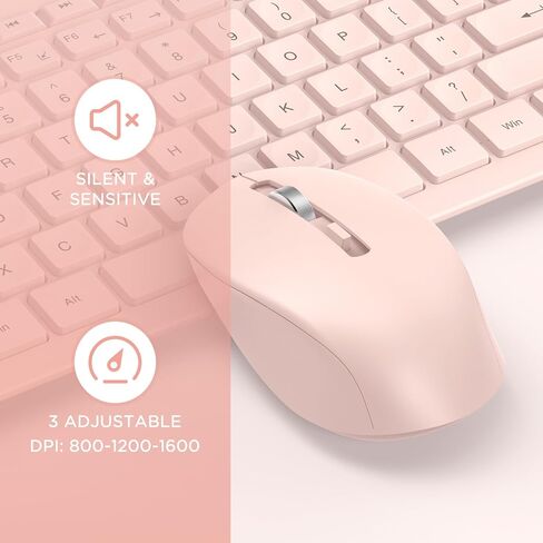 seenda Wireless Keyboard and Mouse Combo, 2.4GHz Wireless Quiet Keyboard Mouse with USB Receiver, Full Size Cute Wireless Keyboard Mouse Set for Windows Laptop Computer Desktop, Black in Saudi Arabia
