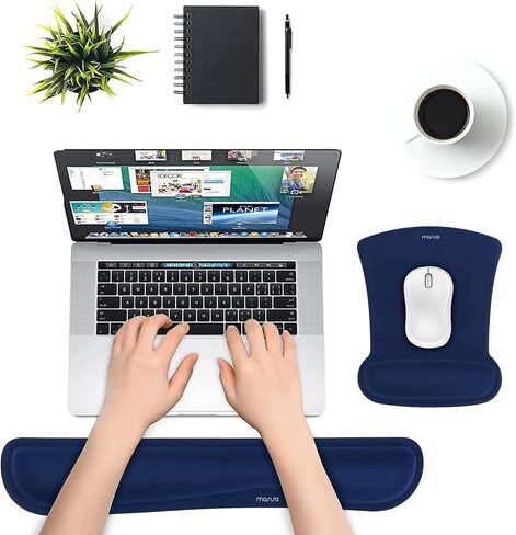 MOSISO Wrist Rest Support for Mouse Pad & Keyboard Set, Apricot | Ergonomic Mousepad Non-Slip Base Home/Office Pain Relief & Easy Typing Cushion with Neoprene Cloth & Raised Memory Foam in Kuwait