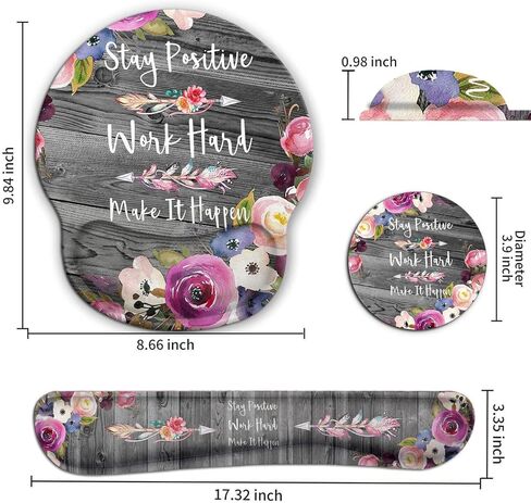Keyboard Wrist Rest Pad and Ergonomic Mouse Pad Wrist Support Set for Computer, Gaming, Office, Durable, Comfortable and Pain Relief with Coaster Set - Motivation Quote You Got This Sunflower in Saudi Arabia