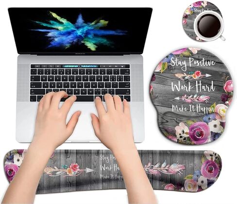 Keyboard Wrist Rest Pad and Ergonomic Mouse Pad Wrist Support Set for Computer, Gaming, Office, Durable, Comfortable and Pain Relief with Coaster Set - Motivation Quote You Got This Sunflower in Saudi Arabia