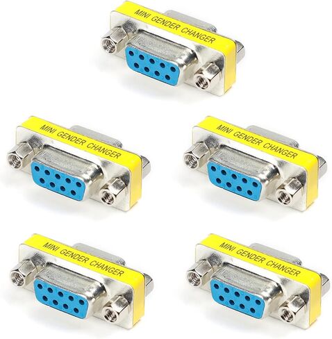 Heyiarbeit 9-pin 2-Row DB9 VGA Gender Changer Female to Female Mini Gender Changer Coupler Adapter Connector for Serial Applications Blue 5pcs in Kuwait