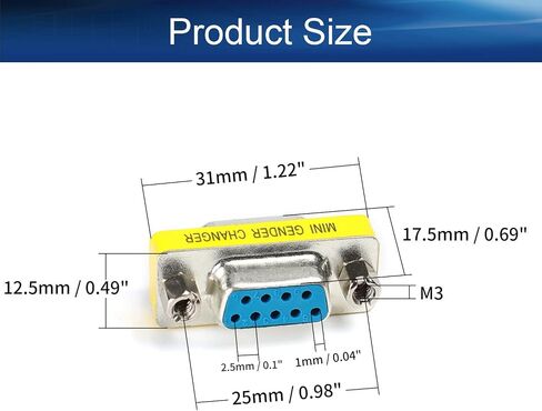 Heyiarbeit 9-pin 2-Row DB9 VGA Gender Changer Female to Female Mini Gender Changer Coupler Adapter Connector for Serial Applications Blue 5pcs in Kuwait