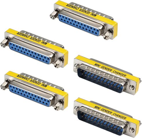 Heyiarbeit 25-pin 2-Row D-SUB VGA Gender Changer DB25 Male to Female Mini Gender Changer Coupler Adapter Connector for Serial Applications Blue 1pcs in Kuwait