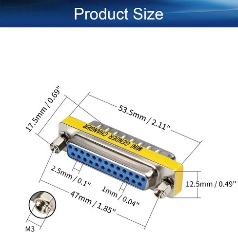 Heyiarbeit 25-pin 2-Row D-SUB VGA Gender Changer DB25 Male to Female Mini Gender Changer Coupler Adapter Connector for Serial Applications Blue 1pcs in Kuwait