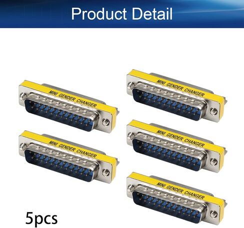 Heyiarbeit 25-pin 2-Row D-SUB VGA Gender Changer DB25 Male to Female Mini Gender Changer Coupler Adapter Connector for Serial Applications Blue 1pcs in Kuwait