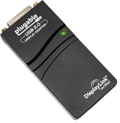 Plugable USB 2.0 to DVI, VGA, or HDMI Video Graphics Adapter for Multiple Monitors up to 1920x1080 Supports Windows 11, 10, 8.1, 7, XP, Mac, and ChromeOS in Kuwait