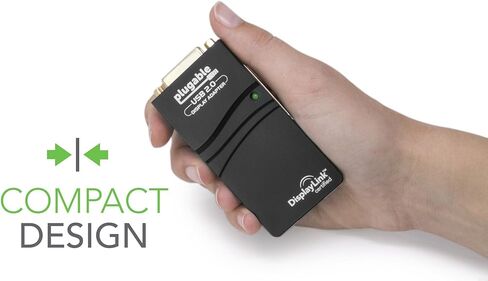 Plugable USB 2.0 to DVI, VGA, or HDMI Video Graphics Adapter for Multiple Monitors up to 1920x1080 Supports Windows 11, 10, 8.1, 7, XP, Mac, and ChromeOS in Kuwait